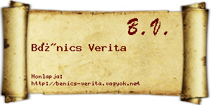 Bénics Verita névjegykártya